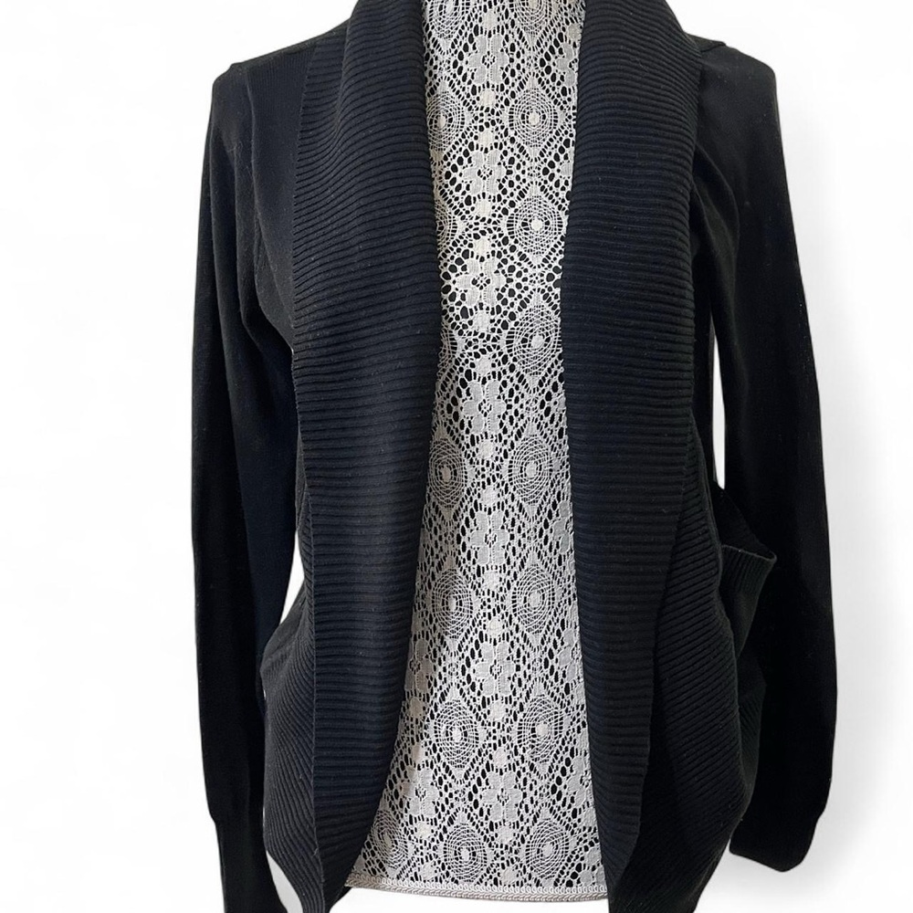 Say What? Black Open-Front Women's Cardigan